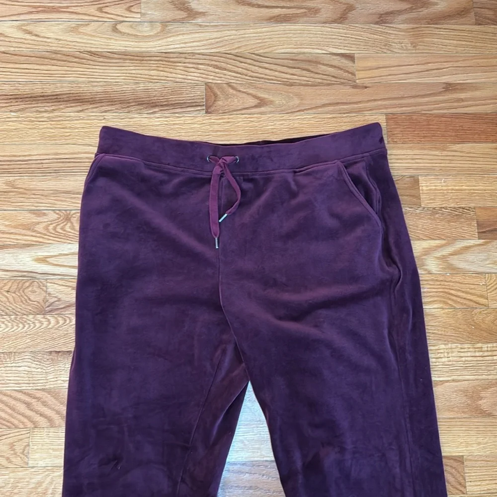 Gloria Vanderbilt Purple Velour Velvet Missy Sweatpants Lounge Pant Sz XL - Picture 2 of 9